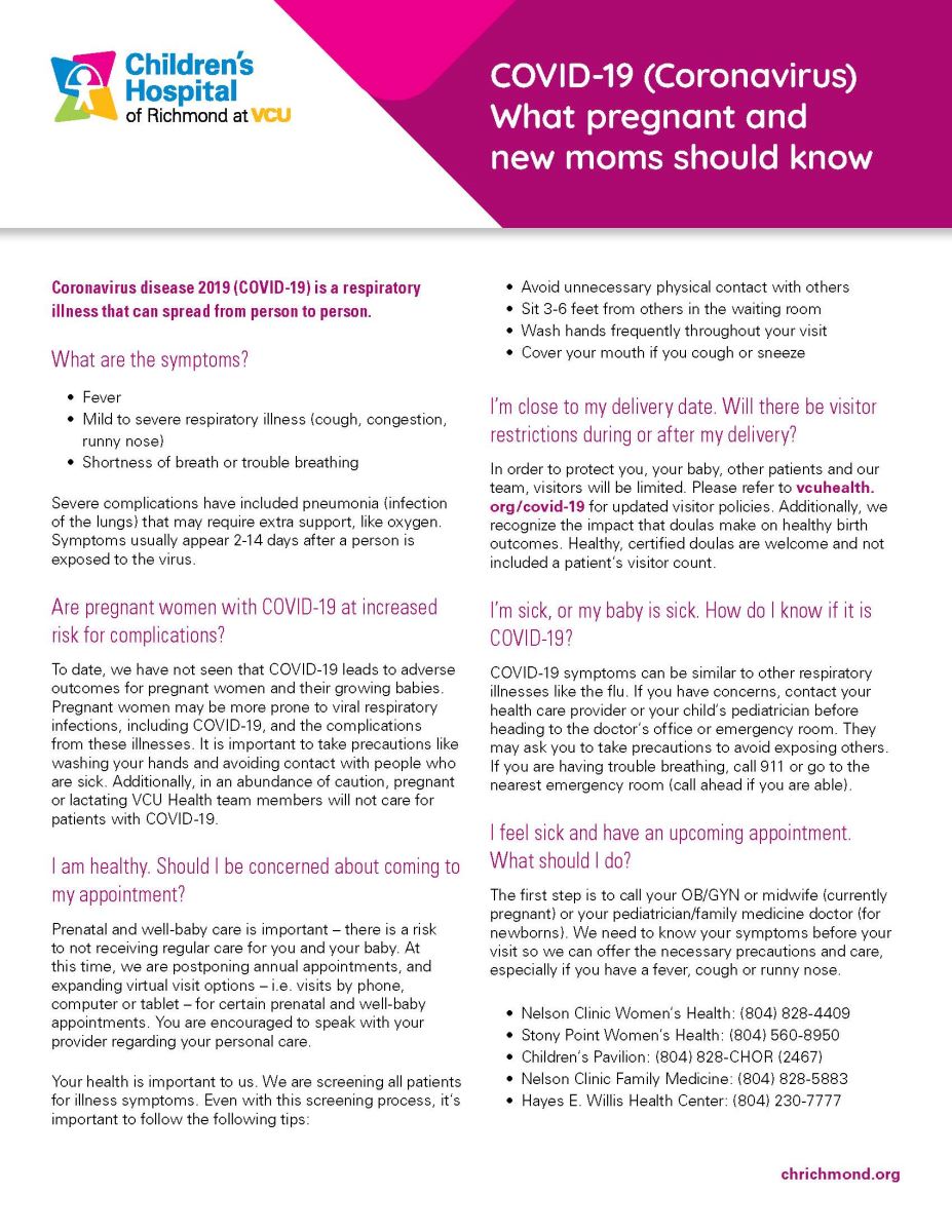 what pregnant moms should know during coronavirus infographic