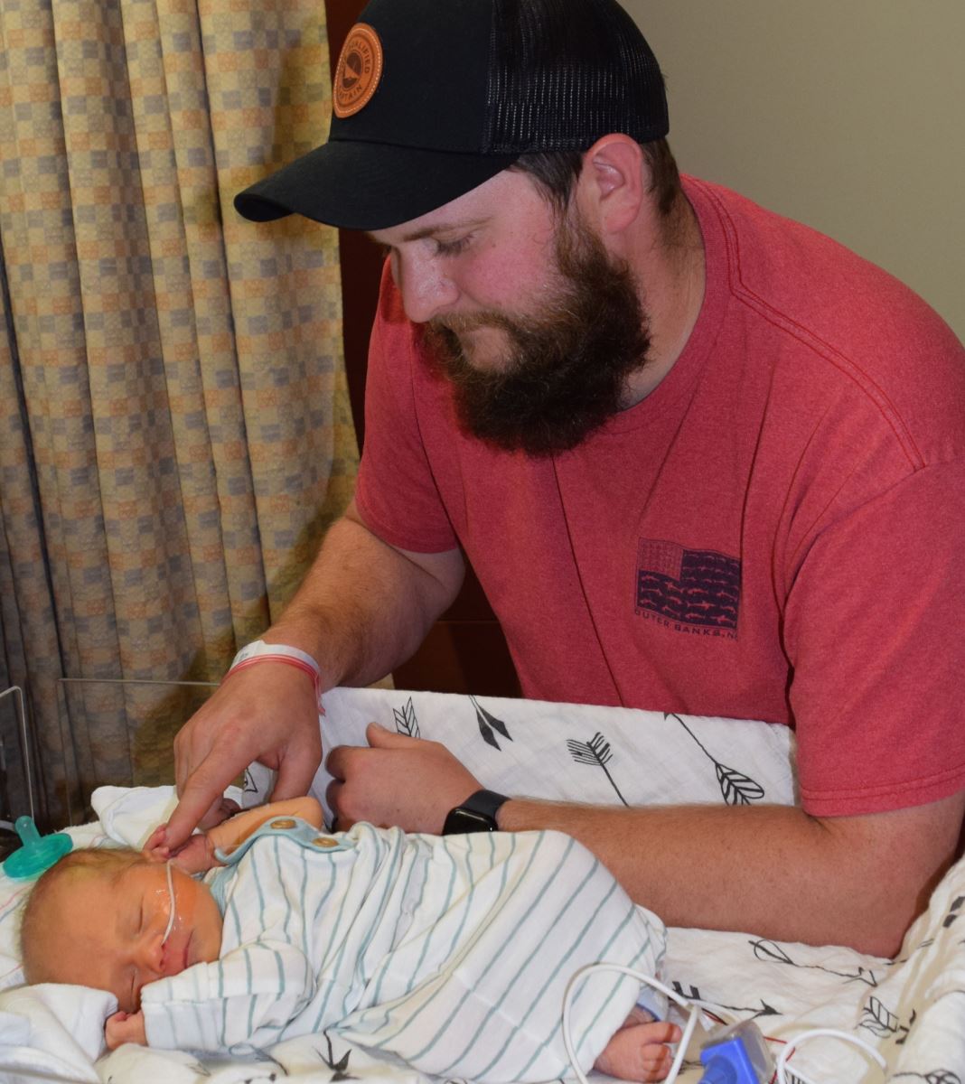 Timmothy Hodge with baby Walker in the CHoR NICU
