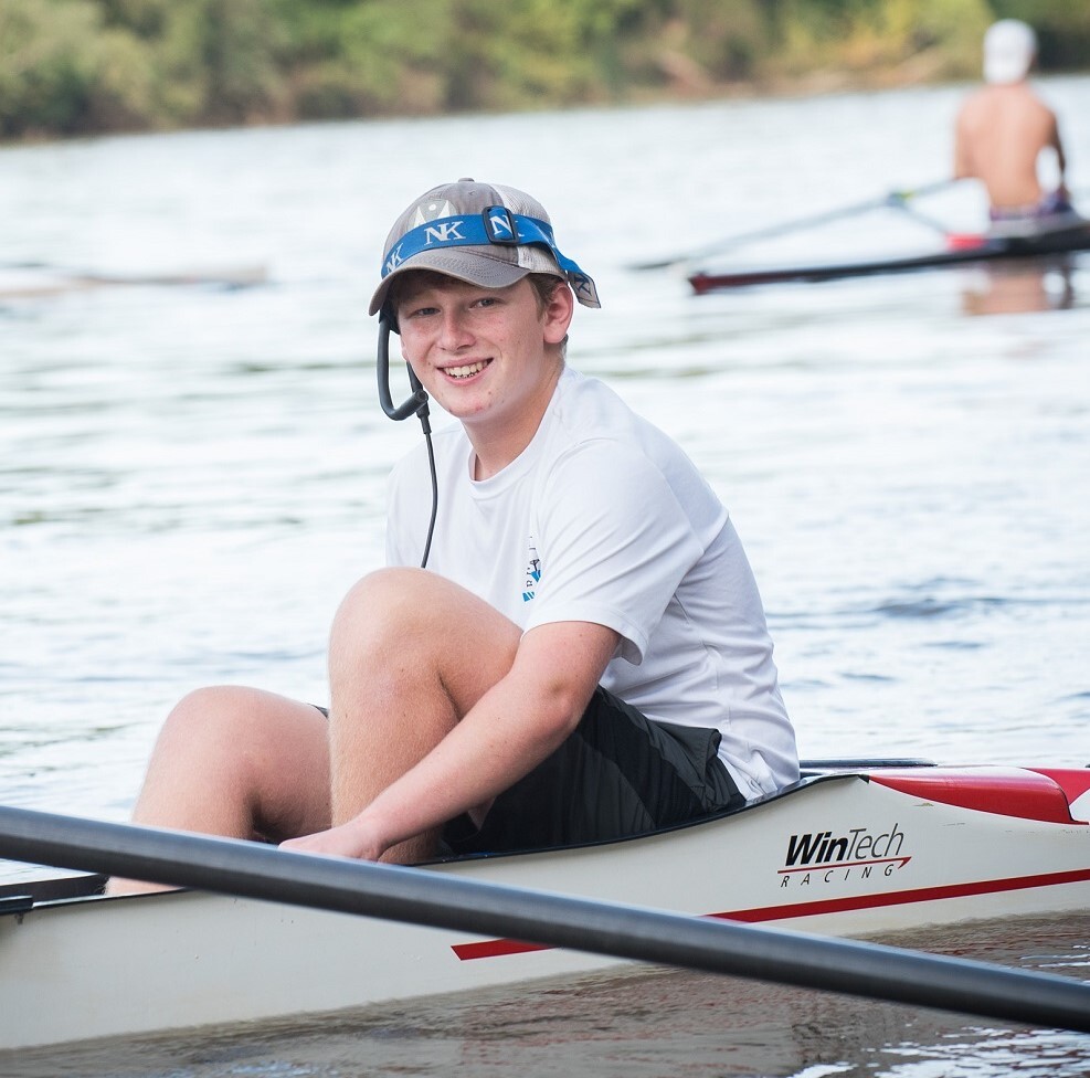 Alec in rowing boat