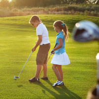 Kids on a golf course