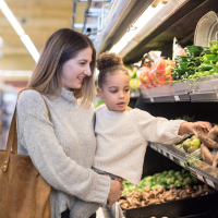 Family in supermarket