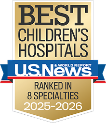 Image of U.S. News best children's hospital award, 2025-2026